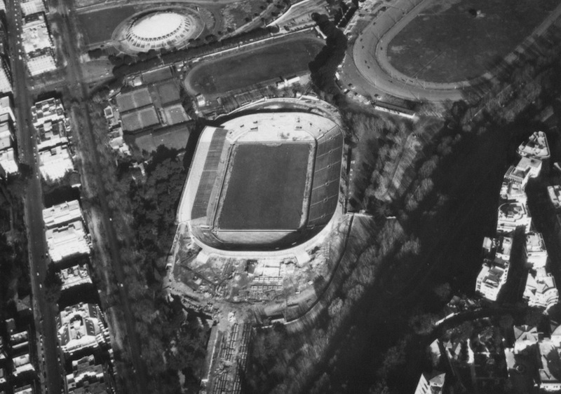 Vista aerea dello Stadio Flaminio (fonte: Pier Luigi Nervi Project)