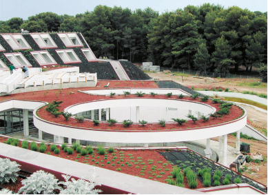 Paoli e Mazzola 3_FIG 1_Copertura verde pensile, Centro San Valentino (TA), progetto Emilio Ambasz (Foto Archivio Studio Tecnogreen)