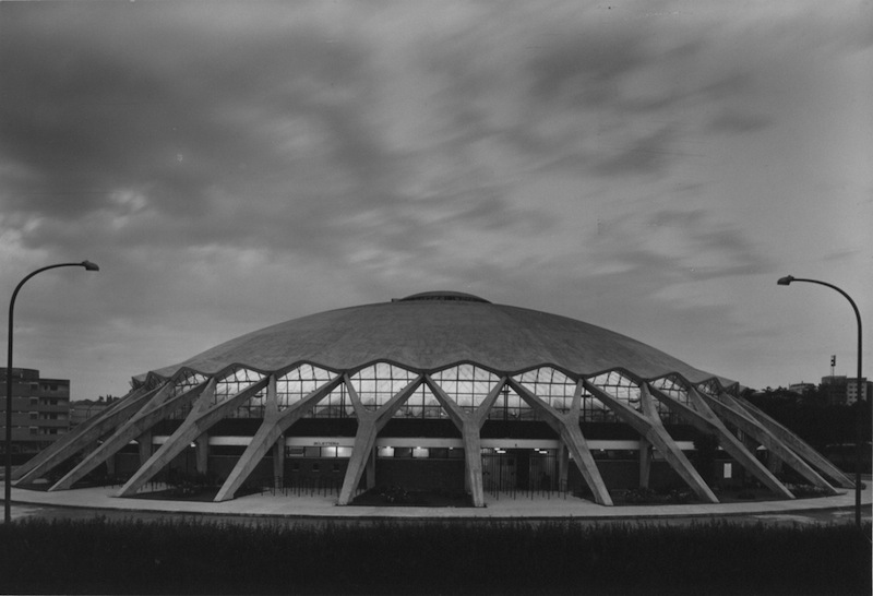 Vista esterna del Palazzetto (Fonte: Pier Luigi Nervi Project)