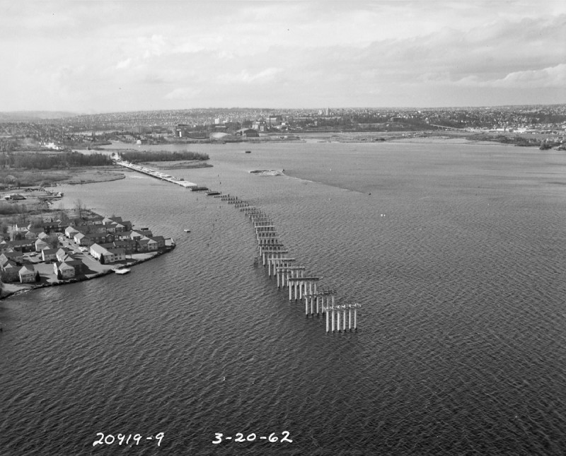 Lavori di costruzione del 520 Floating Bridge nel 1962 – © Washington State Department of Transportation