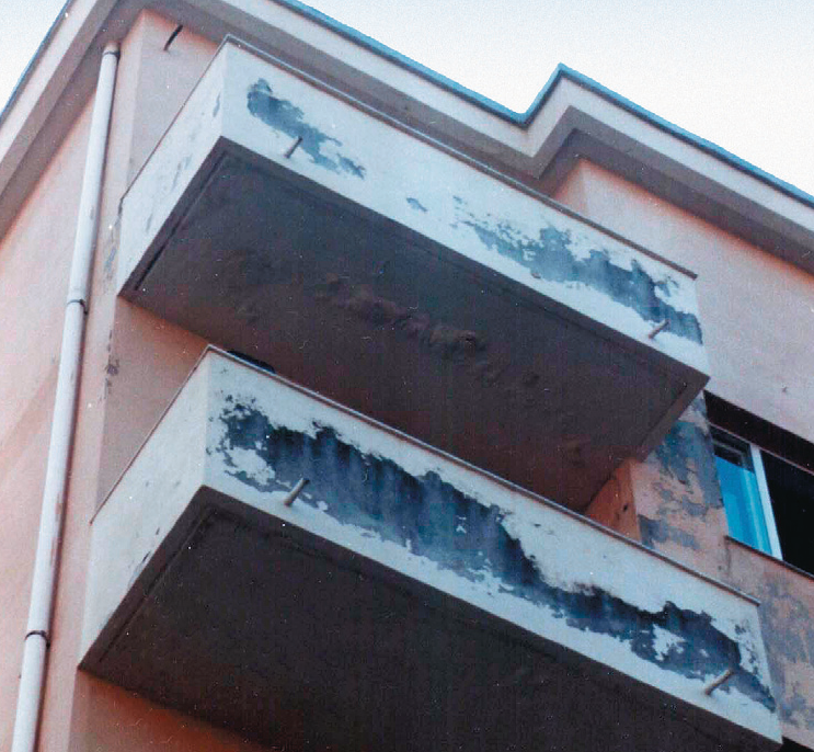 Franco 12_FIG 4_Degrado dello strato di finitura esterna con formazione di macchie (Foto S. Lanzu)