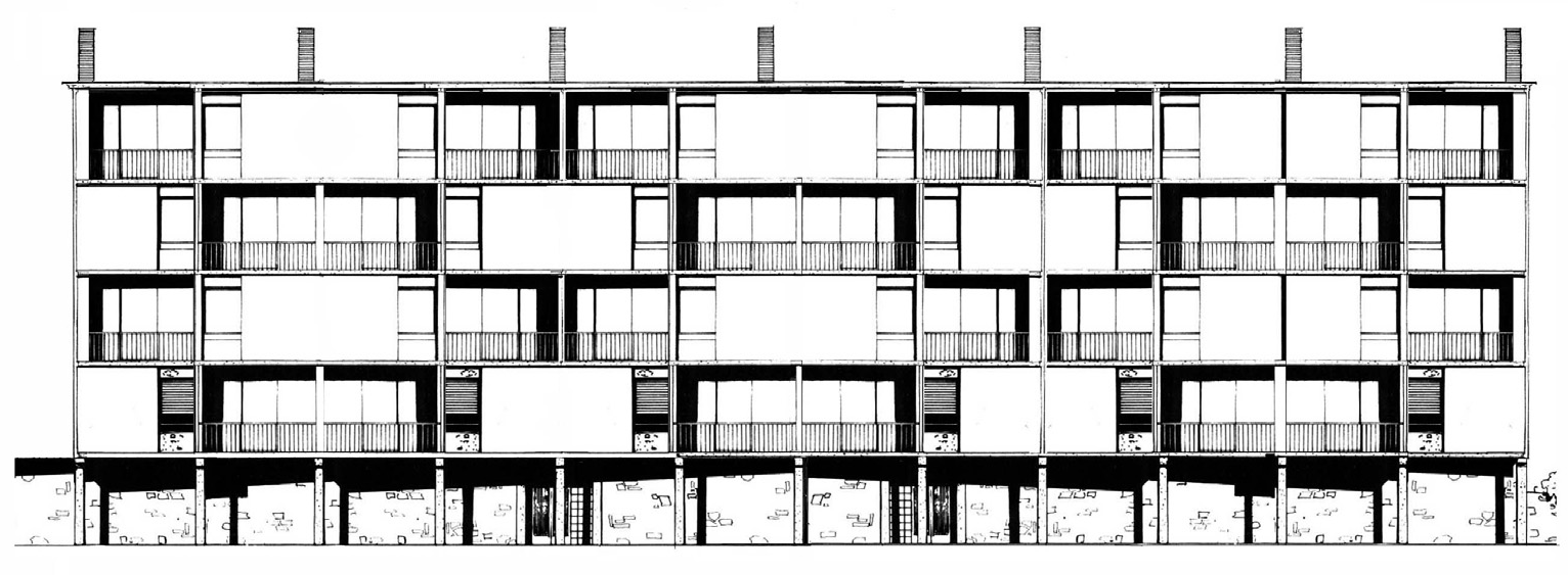 Franco 13_FIG 5_Edificio INA-Casa in via BernaboÌ€ Brea, Genova, 1953-57, L.C. Daneri, prospetto sud (Foto Archivio Daneri, Genova)