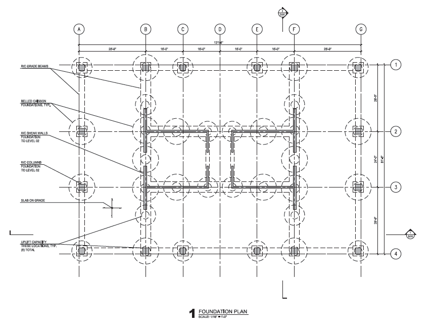 Timber Tower - planimetria fondazioni © SOM