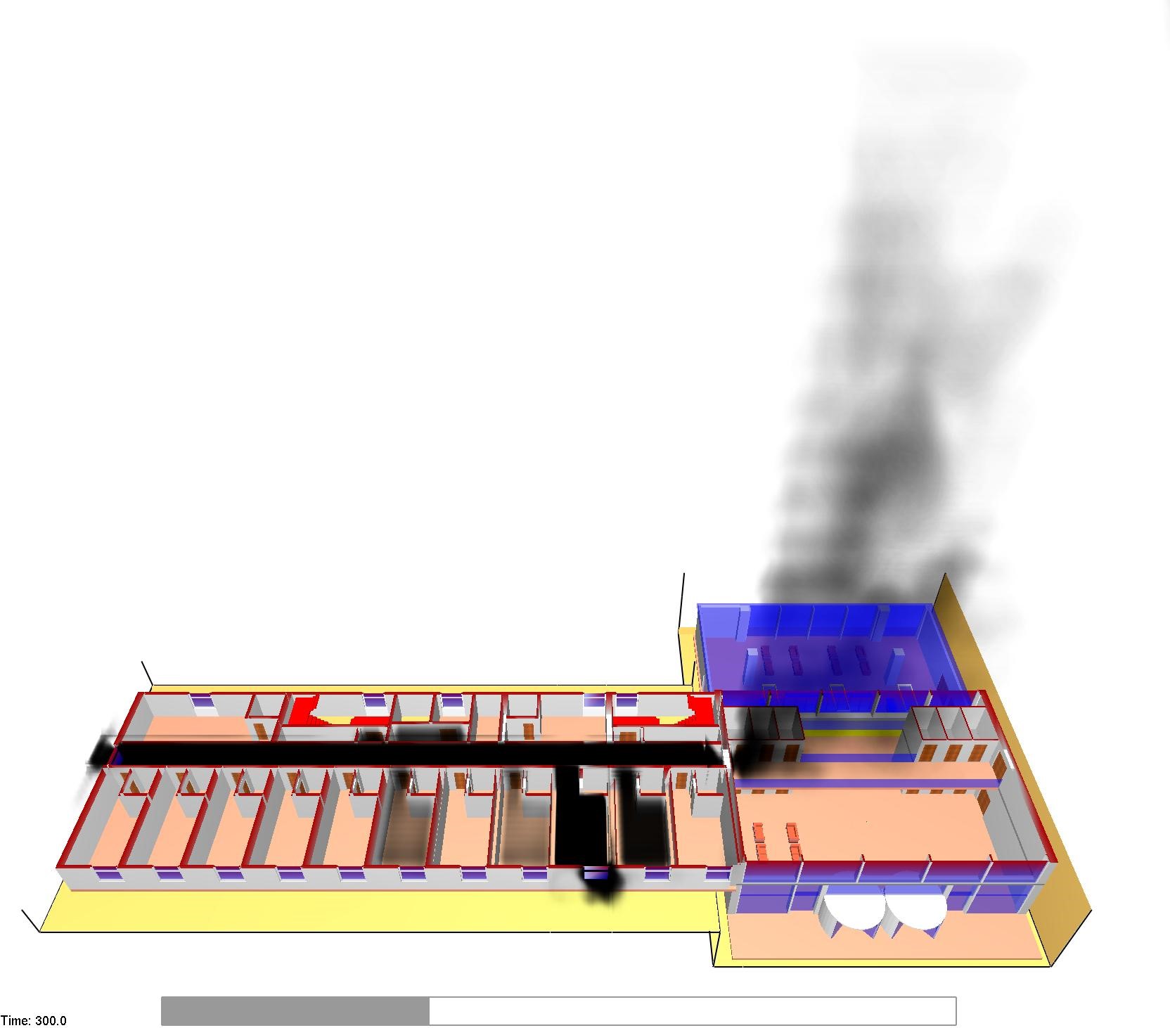 Modellazione dell'incendio con propagazione nel corridoio di piano