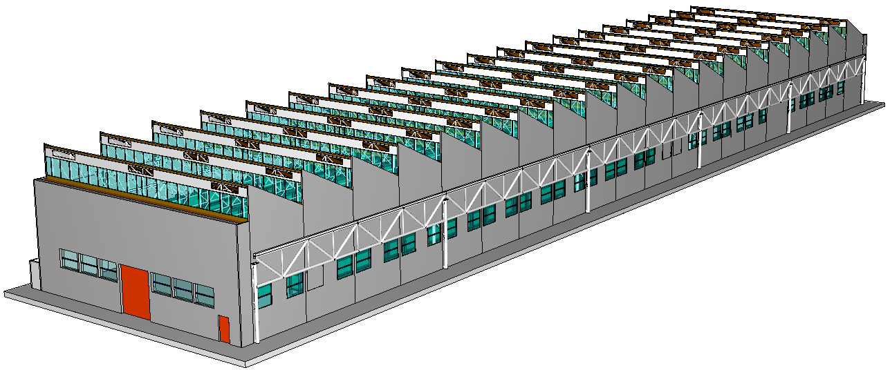 Figura 1. Modello del fabbricato magazzino ricostruito per le simulazioni di incendio