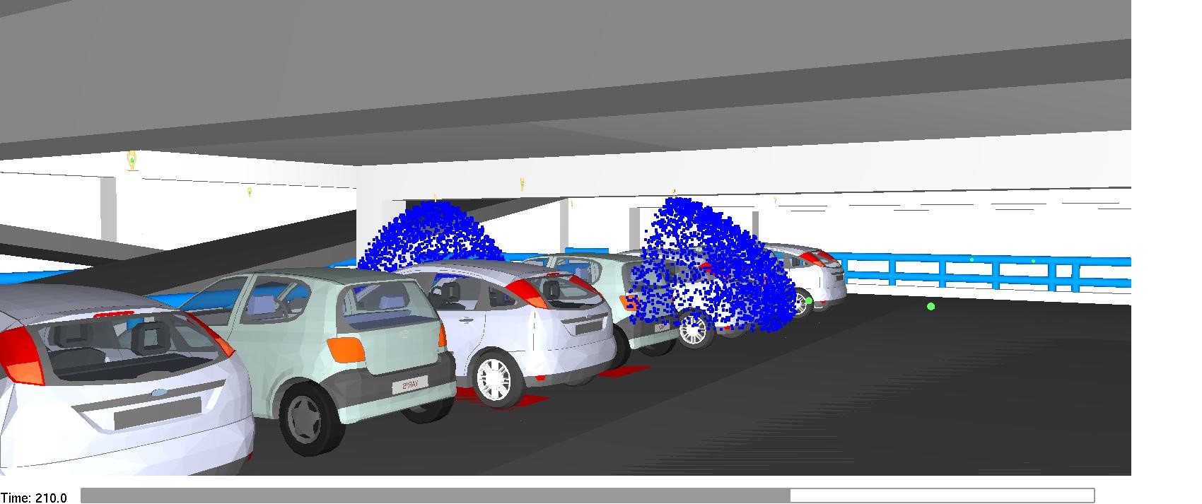 Figura 9. Dopo 210 secondi si attivano le prime due testine sprinkler