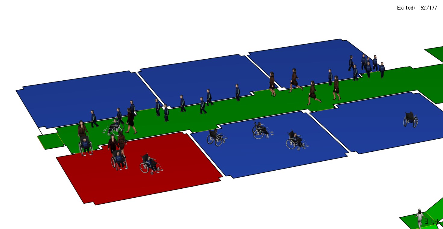 Esempio di simulazione di esodo in un fabbricato scolastico con presenza di bambini disabili