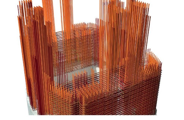 Rendering dell'armatura di uno dei piloni alti 210 metri del Queensferry Crossing.