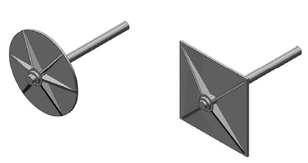 Fig. 7 Esempio di irrigidimento di piastre capochiave circolari e quadrate.