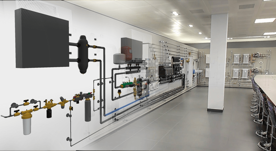 render impianto caleffi progettazione MEP in ambito BIM