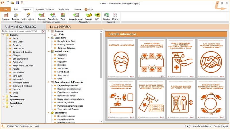 schedulog covid-19 screenshot software cartelli sicurezza