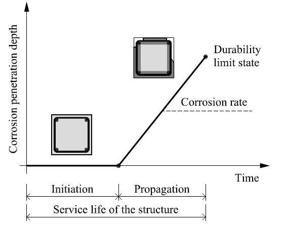 Figura.2 - Rappresentazione della fase di innesco e di propagazione (Modello di Tuuti et.al)