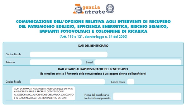 Superbonus: al via la trasmissione telematica del modello per l’opzione