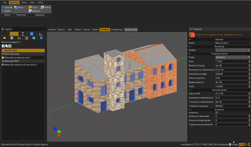 modello architettonico sftware analisi strutture muratura