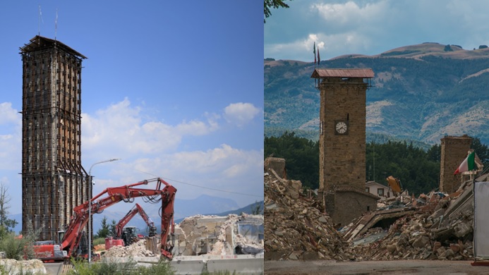 Amatrice, i lavori per la Torre Civica a sei anni dal Sisma 2016