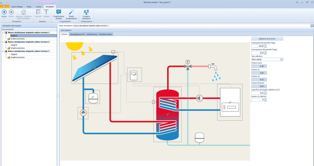 impianti solari termici schema simulazione