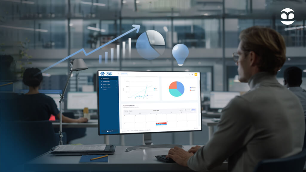 gestionale cloud blumatica crm cloud uomo professionista lavora computer