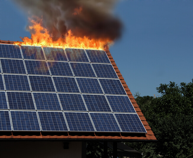 prevenzione incendi impianti fotovoltaici su tetto fiamme cielo